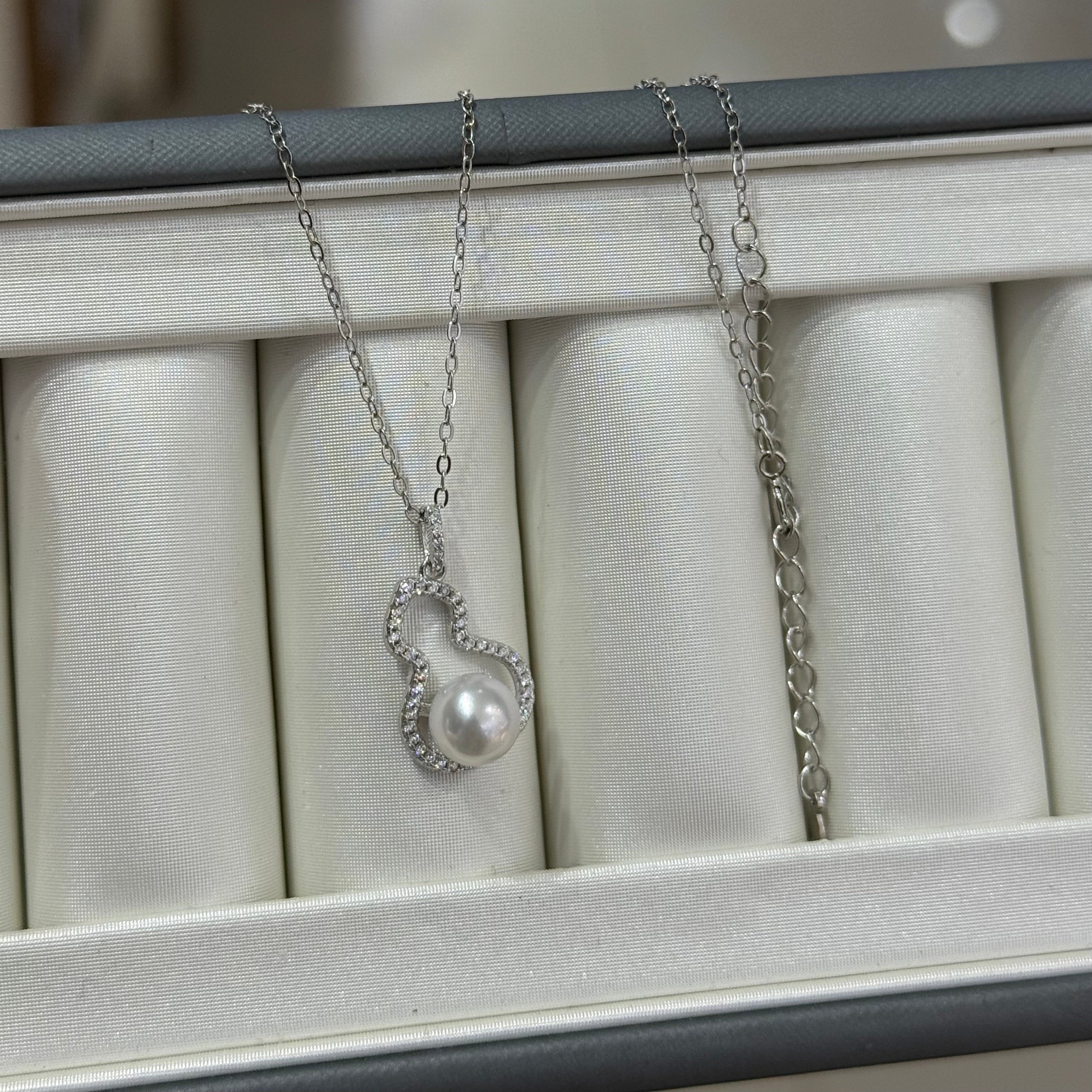 STARRY JEWELRY Starry natural seawater pearl akoya gourd pendant necklace collarbone chain 7-8mm