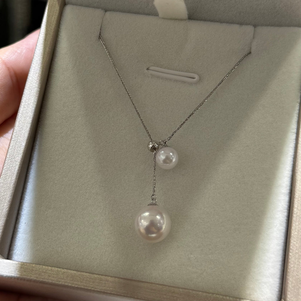 STARRY JEWELRY 【 Siyuan 】 Natural seawater pearl necklace Akoya temperament 18k white Y-shaped chain 5-8.5mm