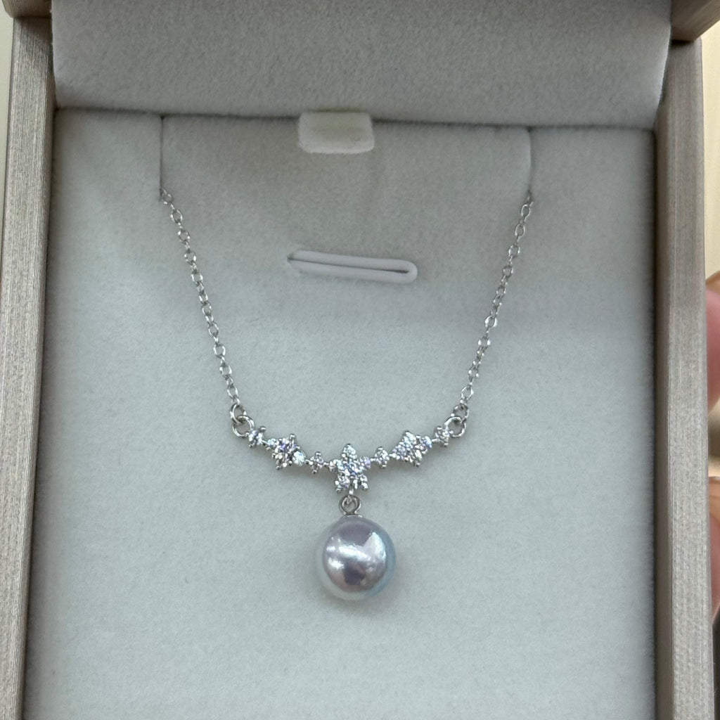 STARRY JEWELRY 【 Zhenxi 】 The sea water is really abundant, Akoya pearl pendant necklace temperament sparkling diamond 8-8.5mm