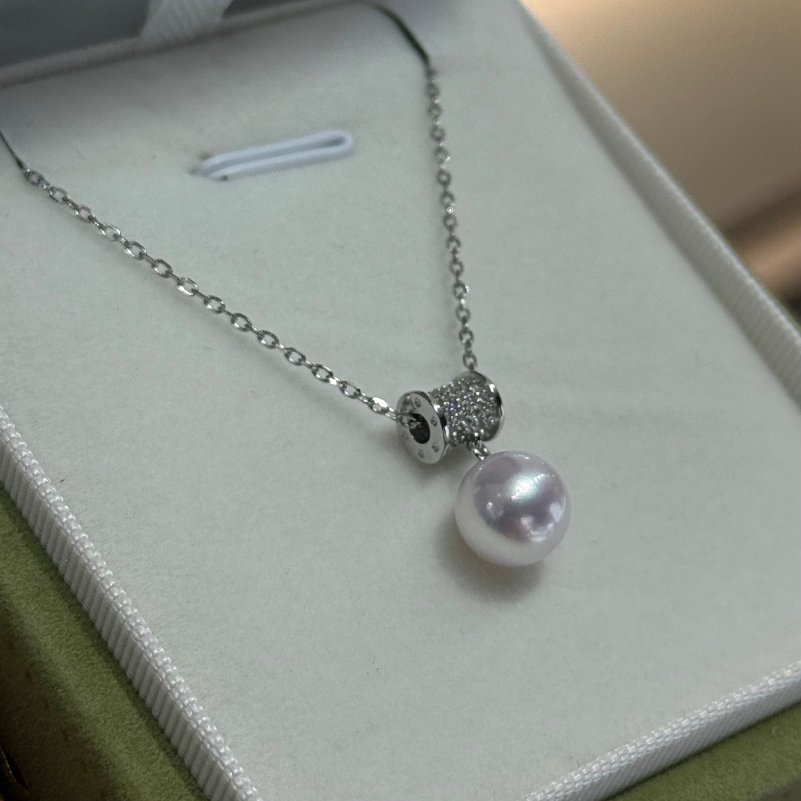 STARRY JEWELRY 【 Little Waist 】 Extremely strong natural seawater pearl necklace Akoya collarbone chain enhances temperament, exquisite gift giving