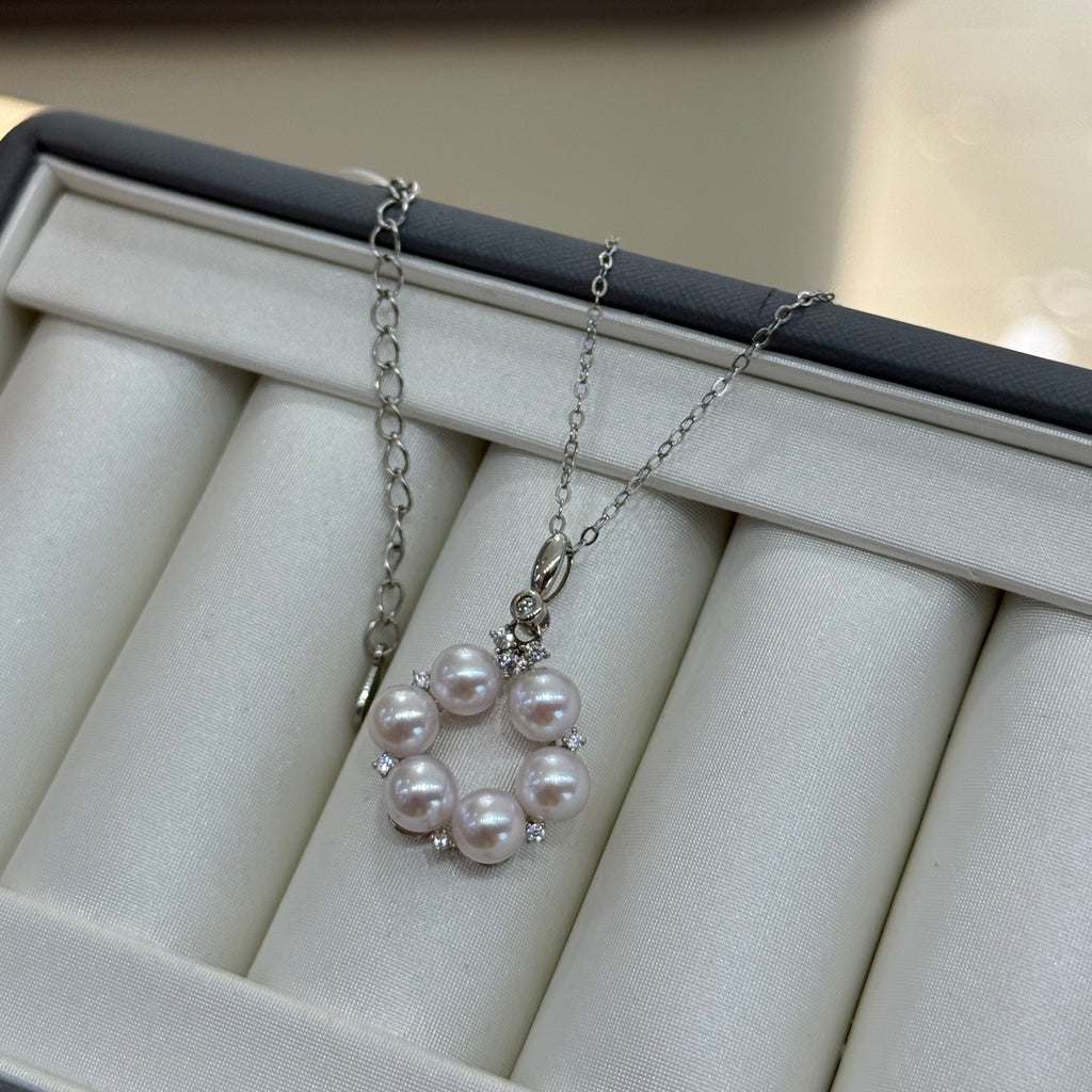 STARRY JEWELRY [Star Ring] Natural Sea Pearl Akoya Pendant Necklace Temperament Clavicle Chain Perfect Gift
