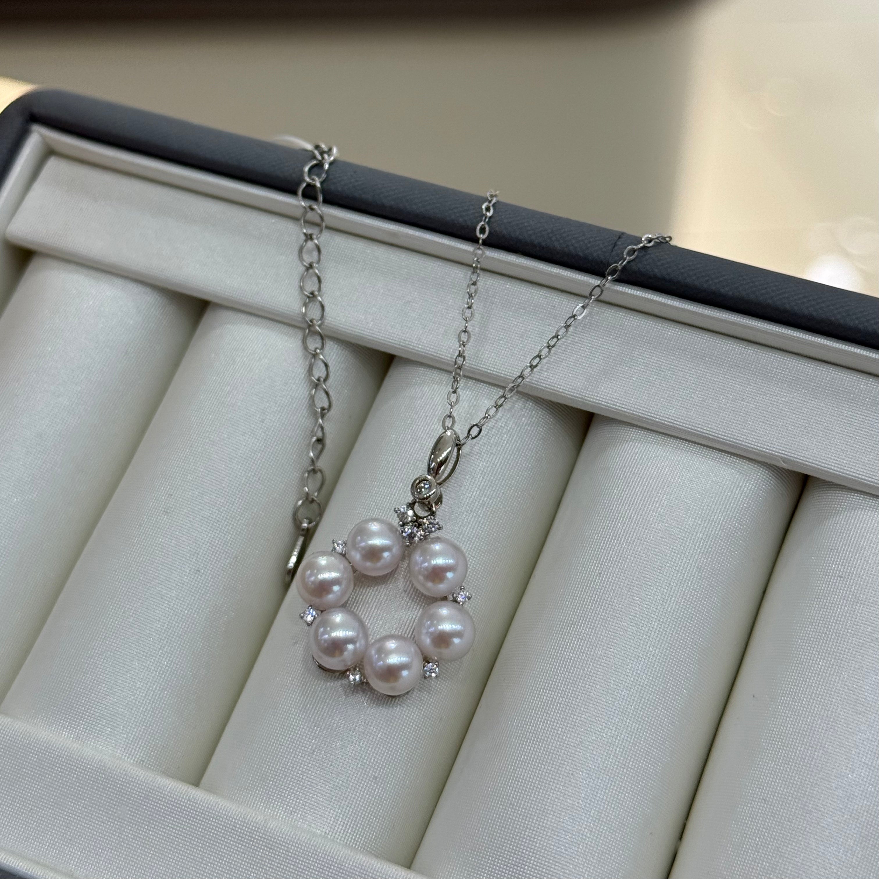 STARRY JEWELRY [Star Ring] Natural Sea Pearl Akoya Pendant Necklace Temperament Clavicle Chain Perfect Gift