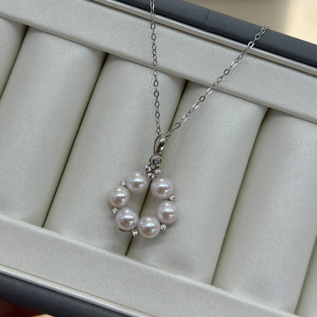 STARRY JEWELRY [Star Ring] Natural Sea Pearl Akoya Pendant Necklace Temperament Clavicle Chain Perfect Gift