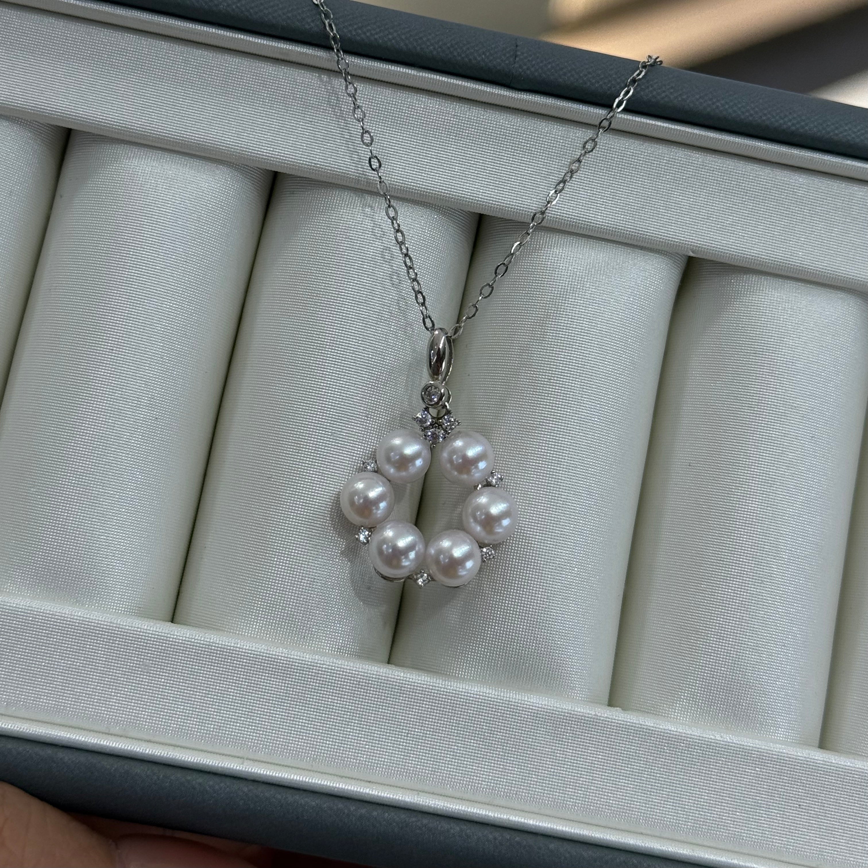 STARRY JEWELRY [Star Ring] Natural Sea Pearl Akoya Pendant Necklace Temperament Clavicle Chain Perfect Gift