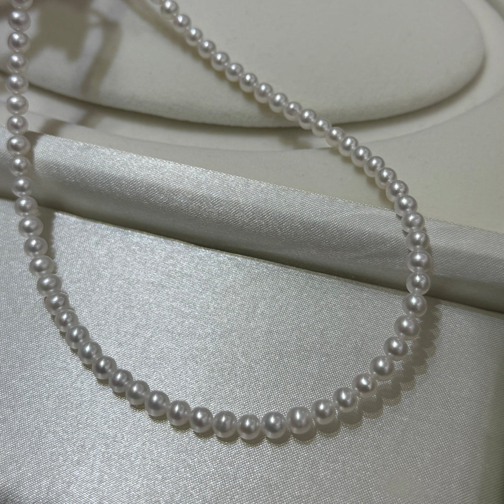 STARRY JEWELRY Natural freshwater pearl necklace 4.5-5mm round, almost flawless, extremely strong light temperament, essential for summer