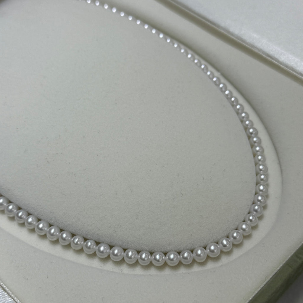 STARRY JEWELRY Natural freshwater pearl necklace 4.5-5mm round, almost flawless, extremely strong light temperament, essential for summer
