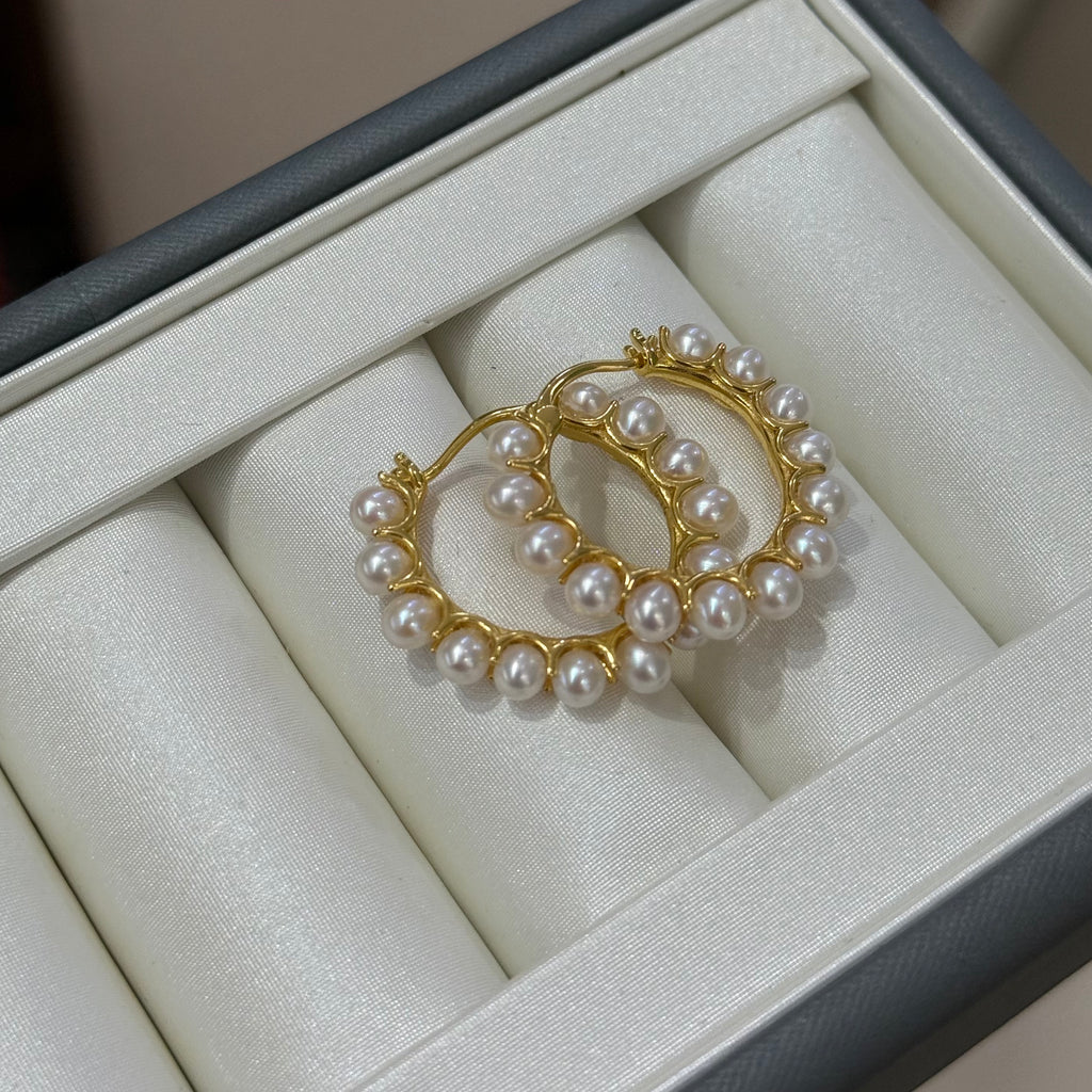 STARRY JEWELRY Akoya Pearl Earrings with Fine Starlight, 3.5-4mm Multiple Pearl Design
