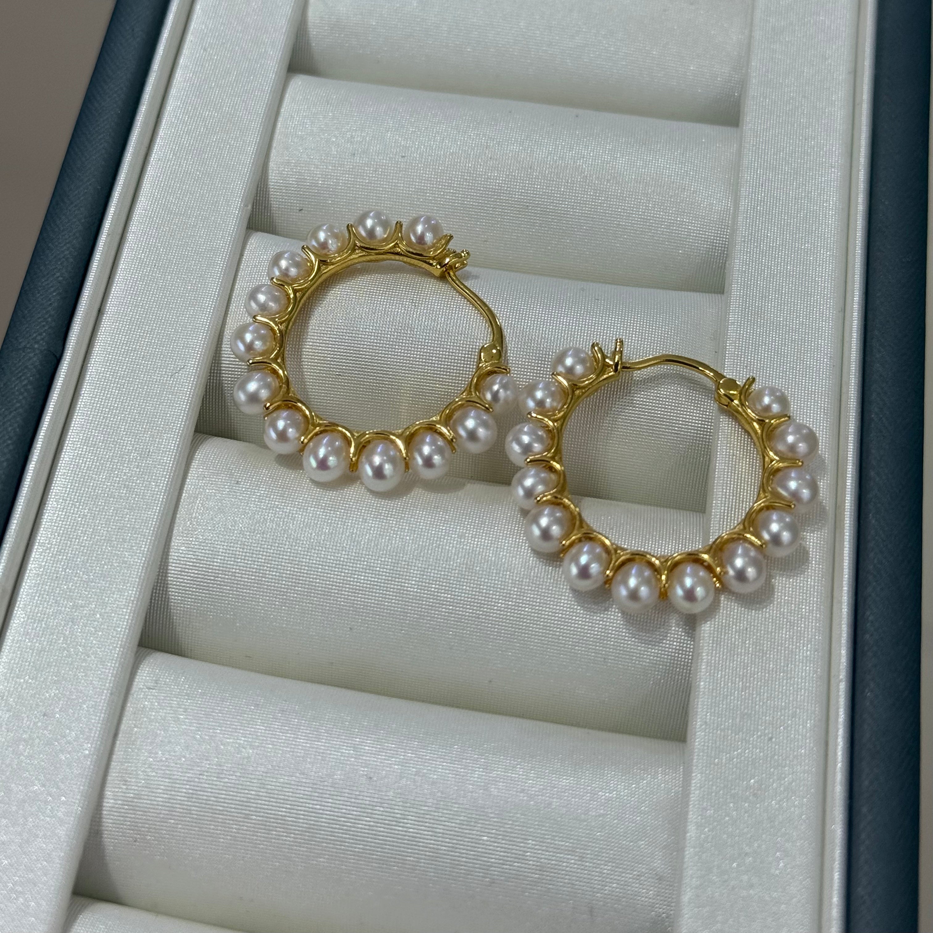 STARRY JEWELRY Akoya Pearl Earrings with Fine Starlight, 3.5-4mm Multiple Pearl Design